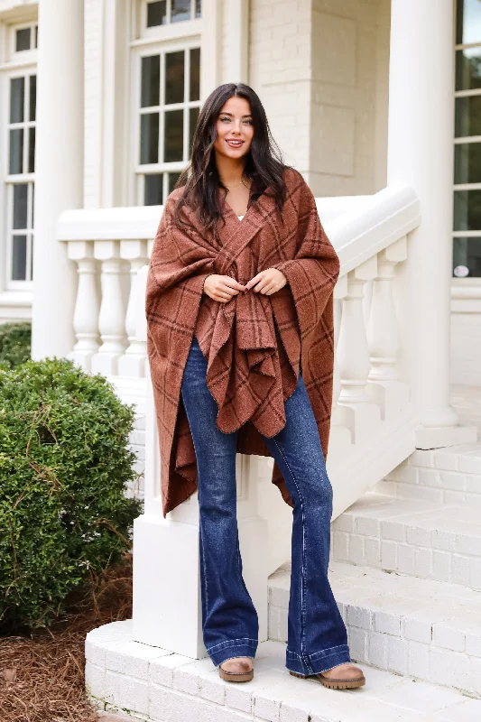 Cozy Success Rust Plaid Shawl - DOORBUSTER