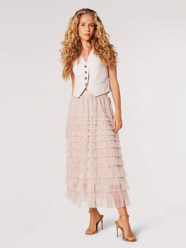 Tulle Layered Midi Skirt