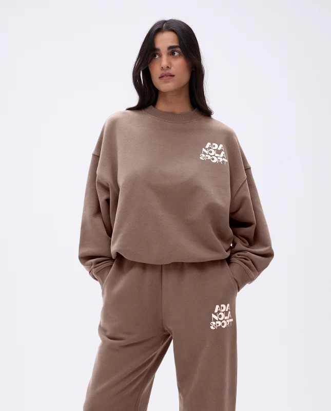 Retro Relaxed Sweatshirt - Pebble Brown/Marshmallow White