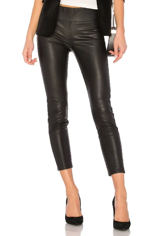 Gemma Mid Rise Vegan Leather Leggings In Black