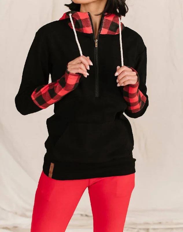 Halfzip Sweatshirt In Checks Out Red