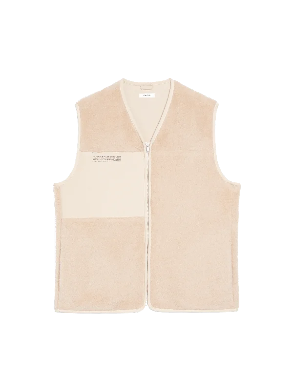 Womens Recycled Wool Fleece Gilet—sand