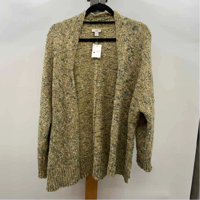 JJill Women's Size L Green Tweed Cardigan