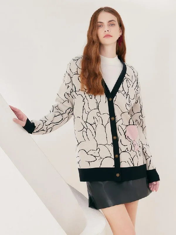 Woolen Jacquard Oversized Women Cardigan