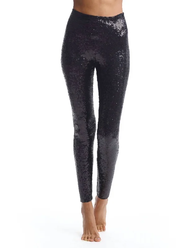 Sequin High Waisted Legging In Black