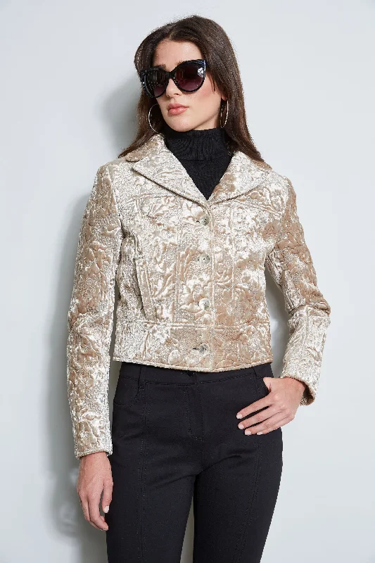 Quilted Velvet Cropped Jacket