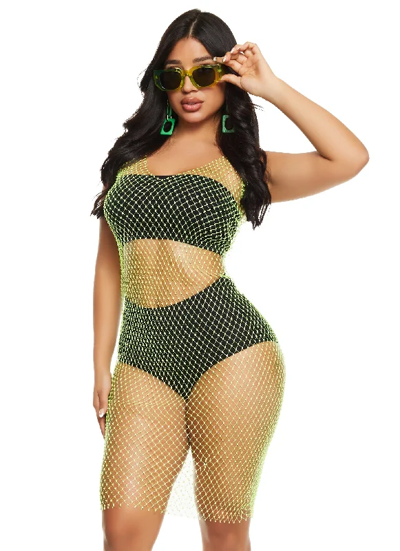 Rhinestone Fishnet Tank Dress