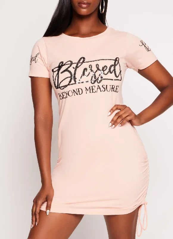 Sequin Blessed Beyond Measure Graphic T Shirt Dress