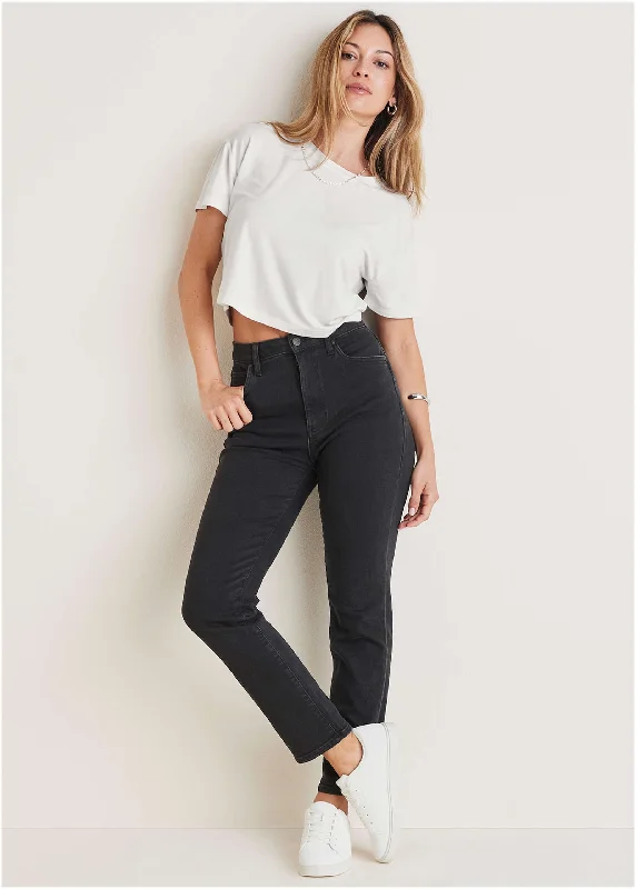 Audrey Straight Leg Jeans  - Black Wash