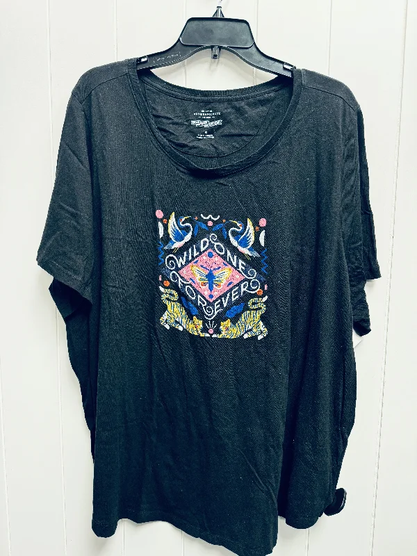 Top Short Sleeve By Anthropologie In Black, Size: 3x