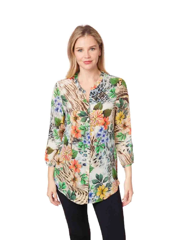 Tianello "ABIGAIL" Print Washable Silk "Bobbie" Blouse