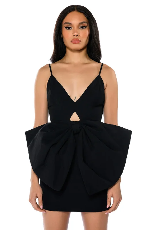 HEART OF GOLD BOW DETAIL SLEEVELESS MINI DRESS