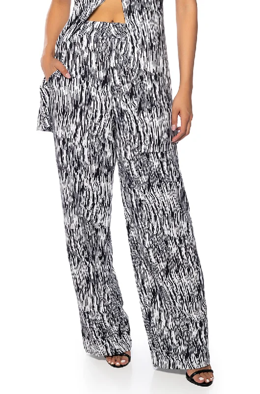 BELIEVER PRINTED WIDE LEG TROUSER