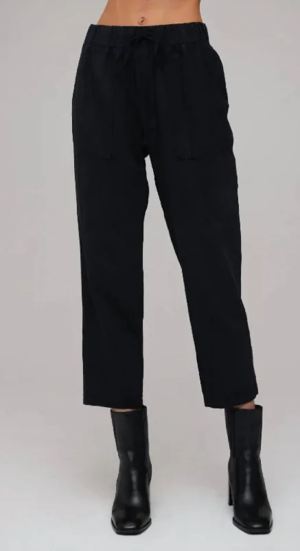 Utility Tie Waist Trouser In Black