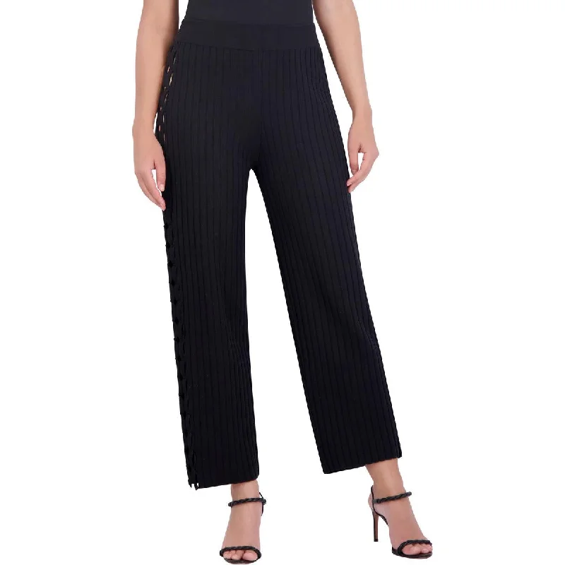 Womens Knit Cut-out Cropped Pants