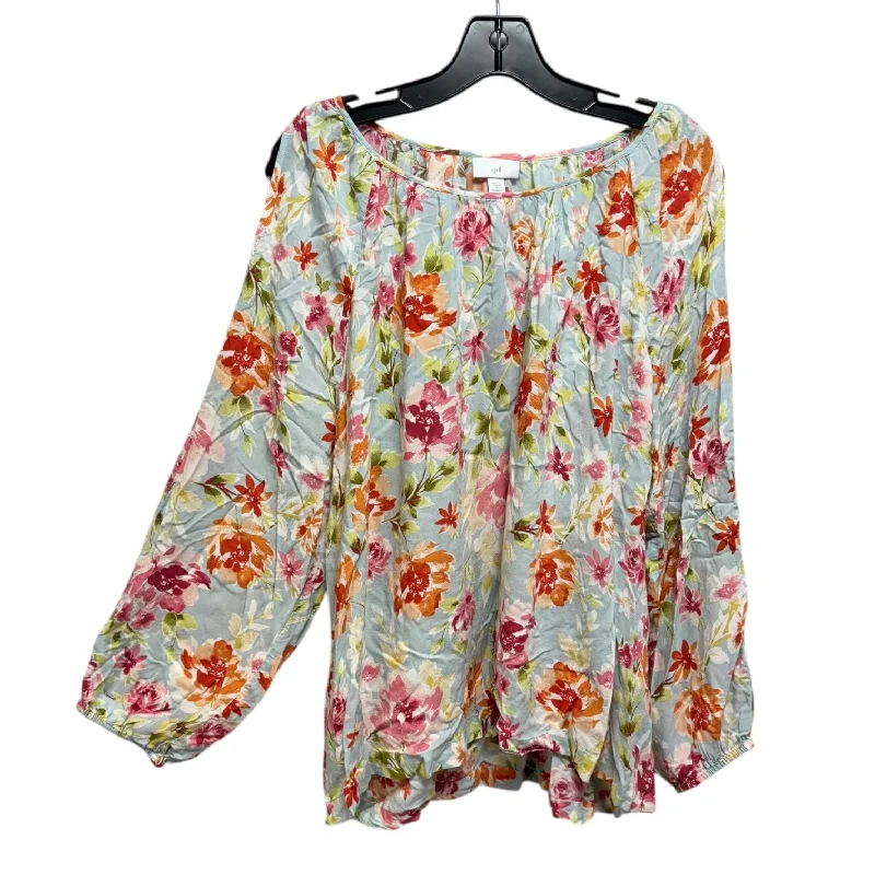 Cold Shoulder Top Long Sleeve By J. Jill In Floral Print, Size: 2x