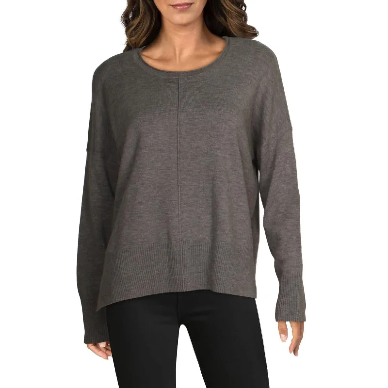 Della Womens Ribbed Trim Crew Neck Sweater