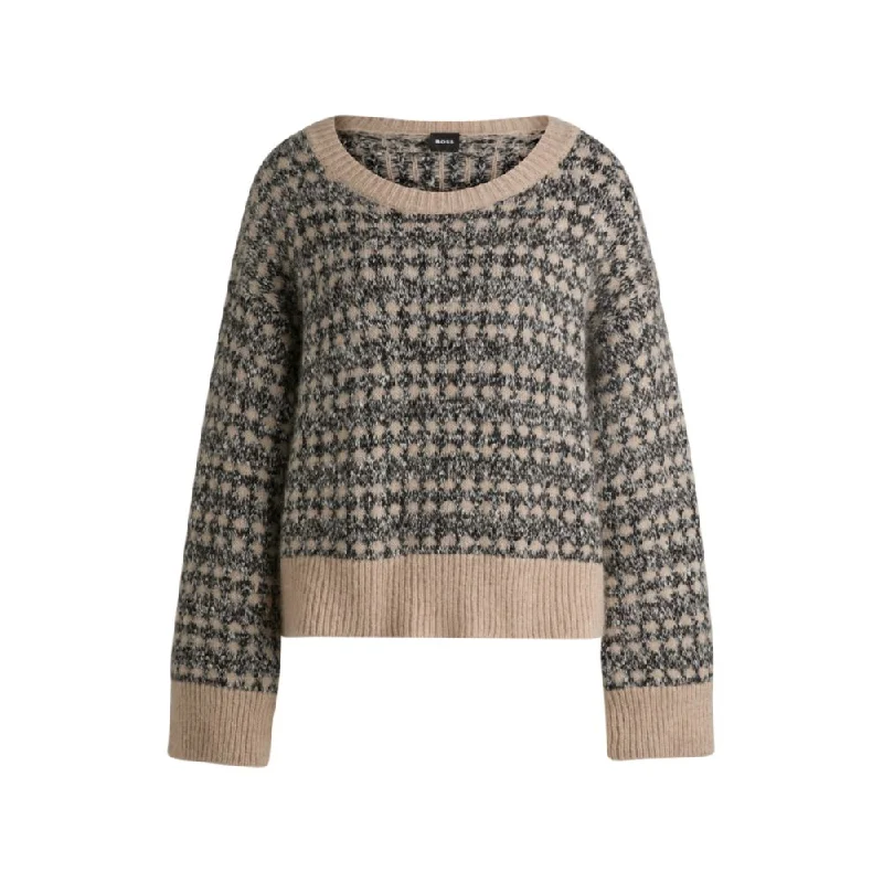 Jacquard-knit sweater with three-colored yarn