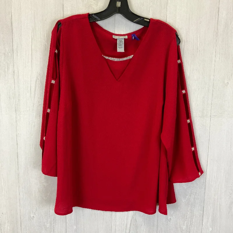 Top Long Sleeve By Catherines In Red, Size: Xl