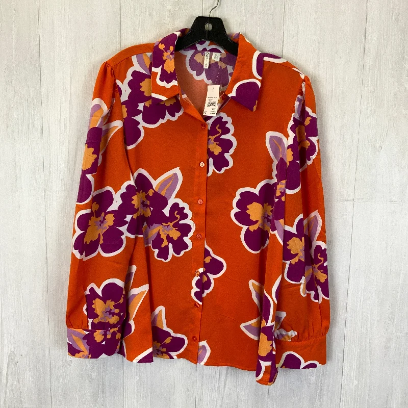 Top Long Sleeve By Cato In Orange & Purple, Size: Xl