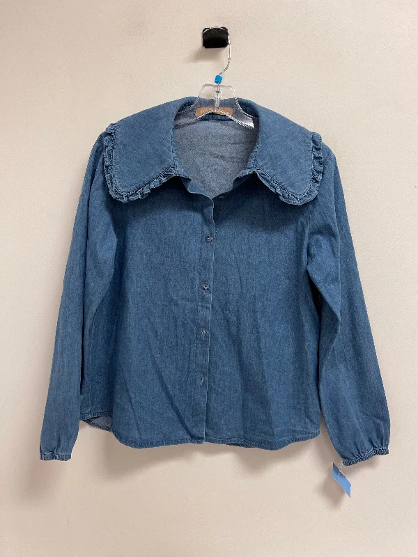 Top Long Sleeve By Clothes Mentor In Blue Denim, Size: M