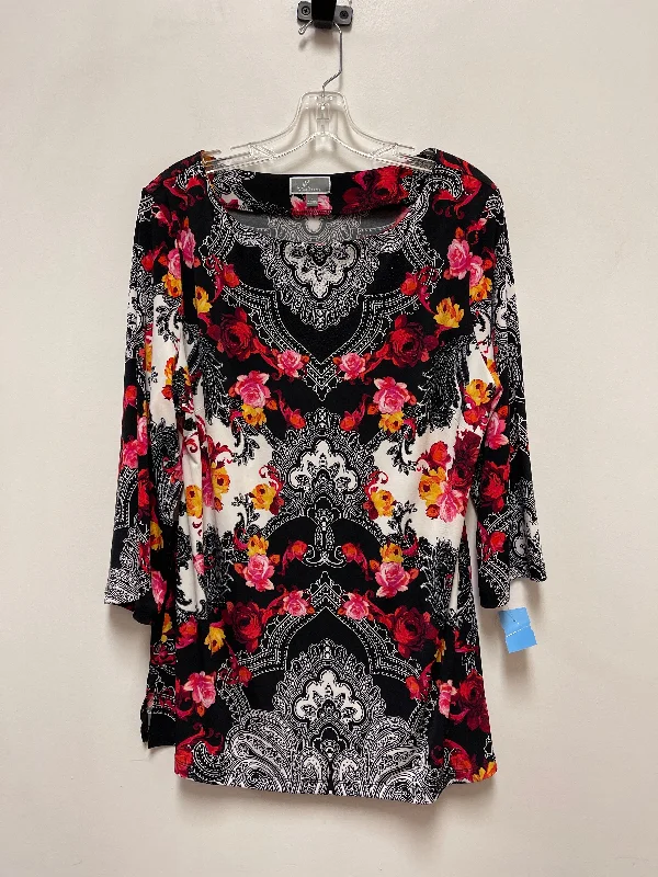 Top Long Sleeve By Jm Collections In Black & Red, Size: L