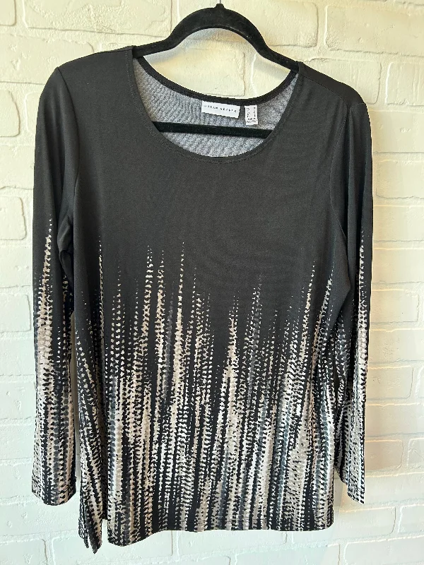 Top Long Sleeve By Susan Graver In Black & Cream, Size: M