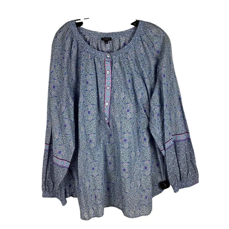 Top Long Sleeve By Talbots In Blue, Size: 2x