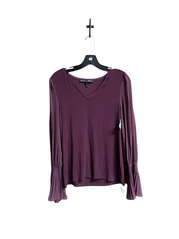 Top Long Sleeve By White House Black Market In Maroon, Size: M