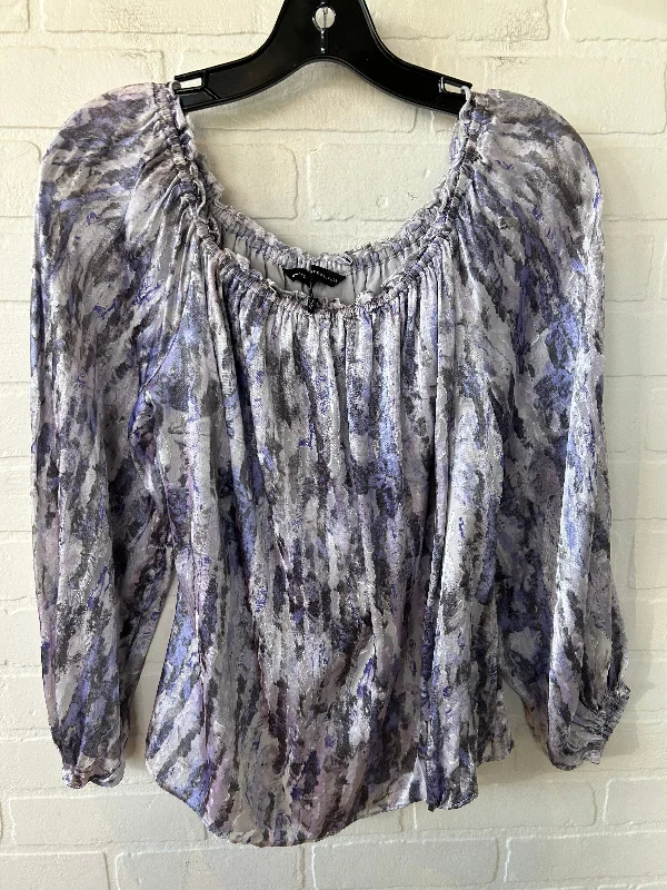 Top Long Sleeve By White House Black Market In Purple & Silver, Size: M