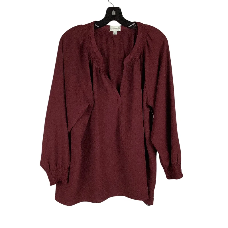 Top Long Sleeve By Wonderly In Purple, Size: 1x