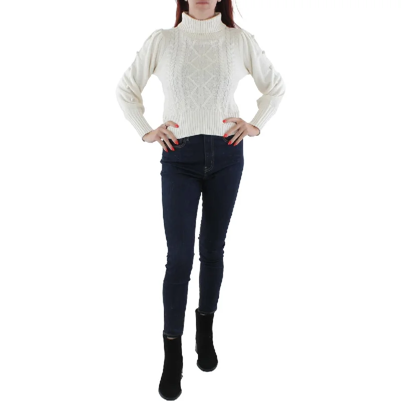 Womens Cable Knit Pullover Turtleneck Sweater