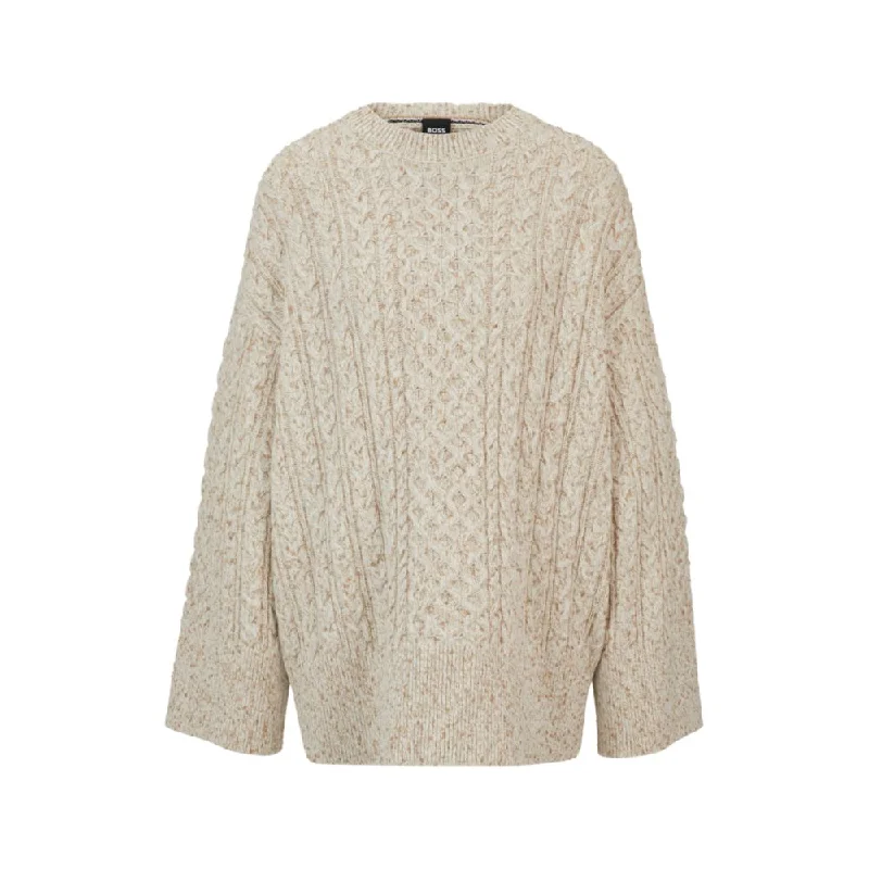 Wool-blend sweater with cable-knit structure