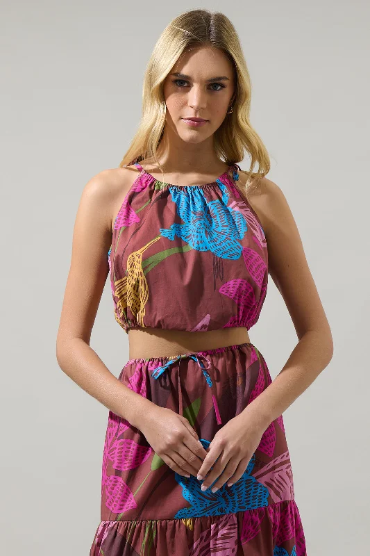 Shade of Prise Floral Miva Crop Top