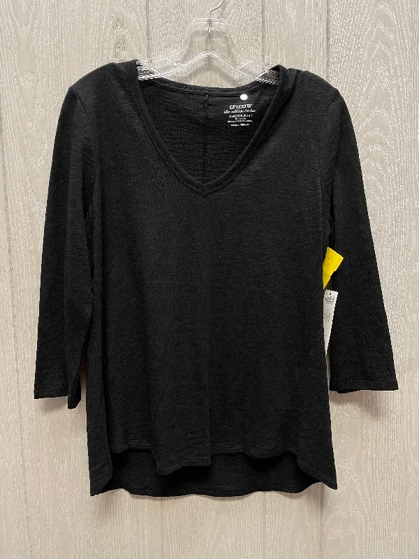 Top 3/4 Sleeve By Chicos In Black, Size: M