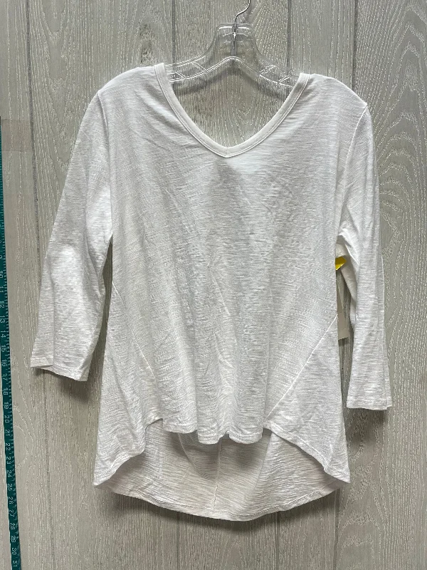 Top 3/4 Sleeve By Chicos In White, Size: L