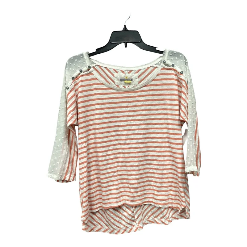 Top 3/4 Sleeve By Little Yellow Button In Striped Pattern, Size: M