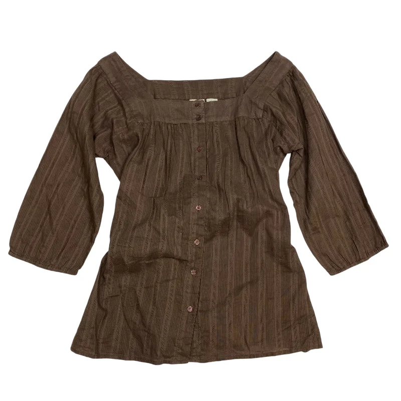 Top 3/4 Sleeve By Vintage Doc Missy In Brown, Size: L