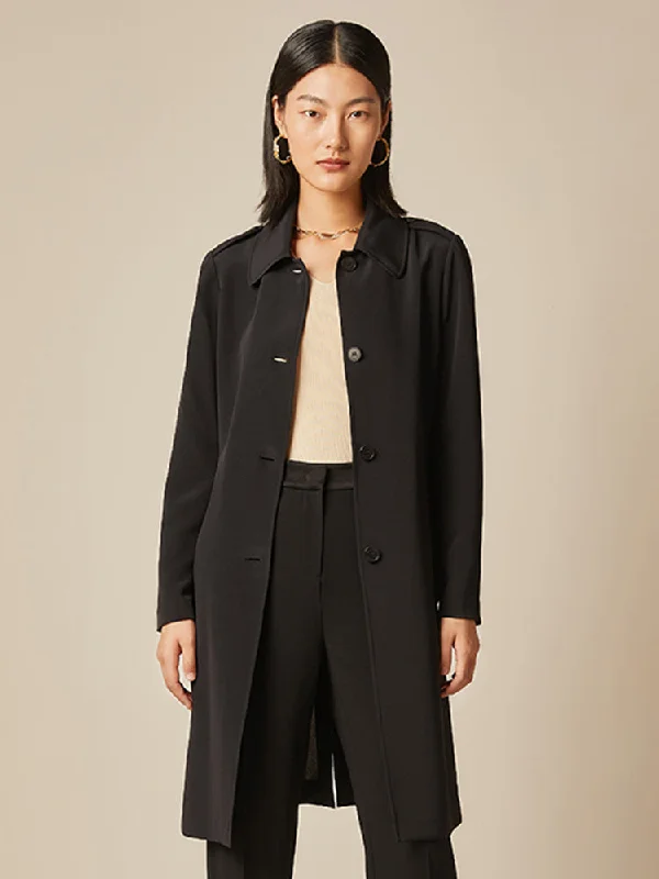 Lapel Mid-Length Women Trench Coat With Belt