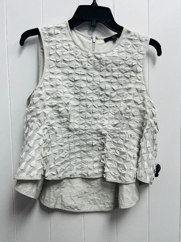 Top Sleeveless By Tibi In Grey & White, Size: 4