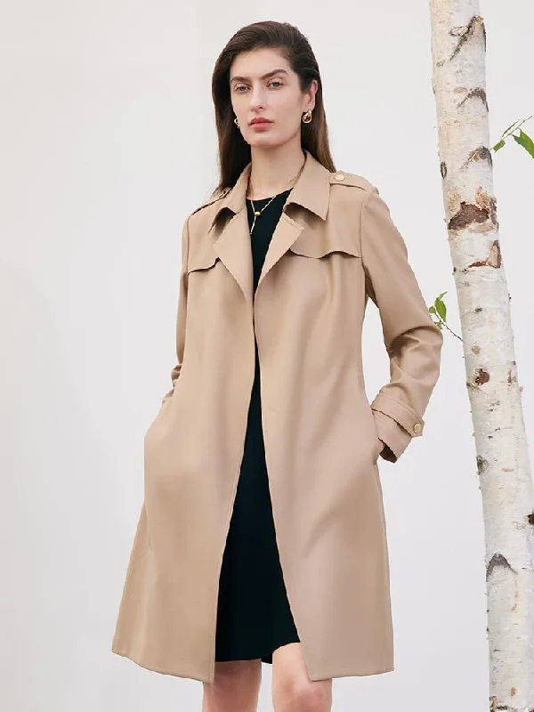 Worsted Woolen Women Trench Coat With Belt